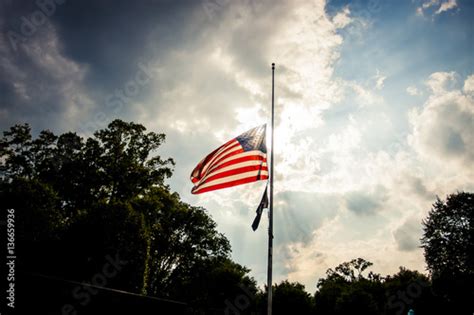 American Flag At Half Mast Stock Photo Adobe Stock