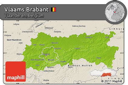 Free Physical Map of Vlaams Brabant, shaded relief outside