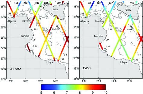 Maps Of Sea Level Anomaly Standard Deviation In Cm Of Left X TRACK