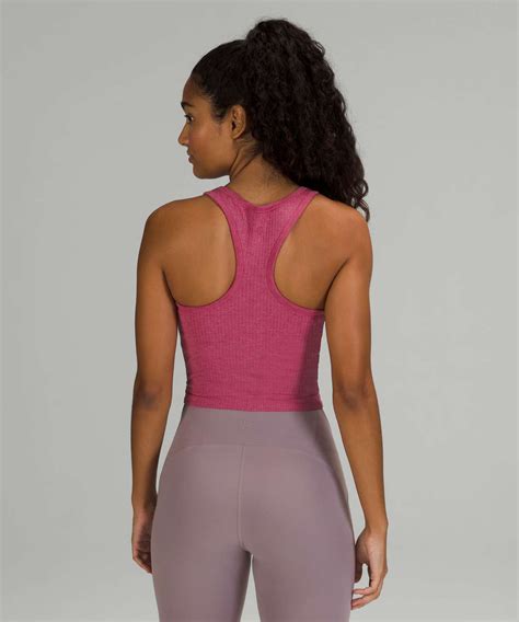 Lululemon Ebb To Street Racerback Crop Tank Top Pink Lychee Lulu