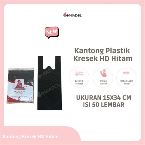 Jual Kantong Kresek Hd Hitam Ukuran 15x34 Cm 50 Pcs Shopee Indonesia