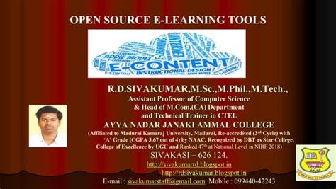 Free E Learning Tools R D Sivakumar Ppt