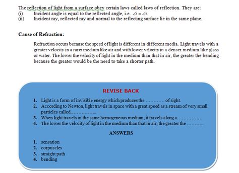 Light Types Of Reflection Class 7 Science PW