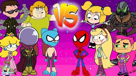 Teen Titans Go Vs Mario Spiderman And Friends Cartoon Character Color Swap Setc Youtube