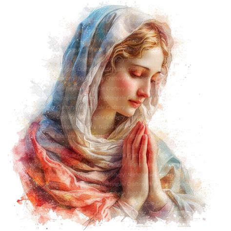 12 Virgin Mary Clipart Mother Mary Clipart Printable Watercolor