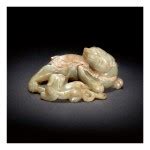 A PALE GRAY JADE MYTHICAL BEAST GROUP SONG MING DYNASTY Junkunc