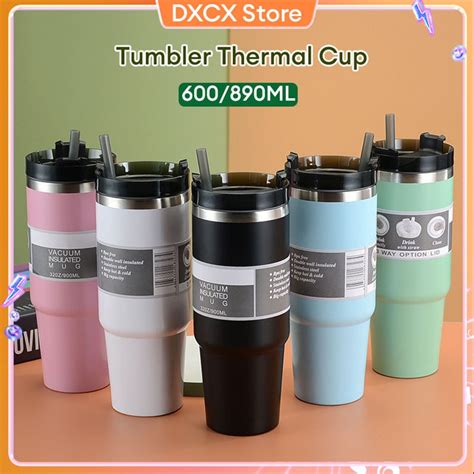 Thermos Cup Stainless Steel Vacuum Cup Hot And Cold Thermoflask With Straw Large Capacity Water