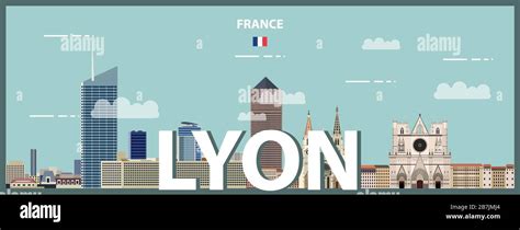 Lyon cityscape colorful poster. Vector detailed illustration Stock ...