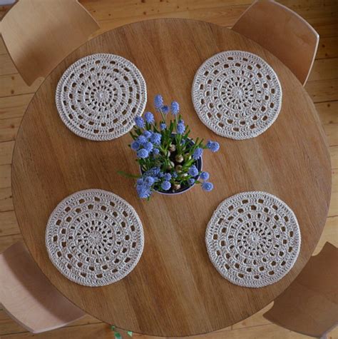 Round Placemats Doilies Set Cotton Crochet Placemats Summer Etsy