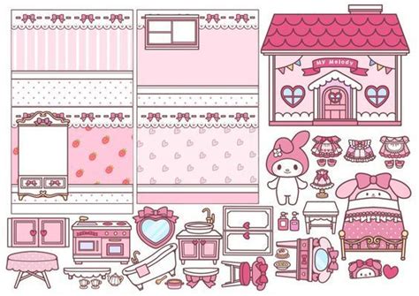 My Melody Hello Kitty House Paper Toys Template Hello Kitty Crafts