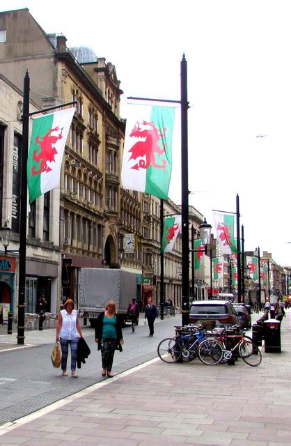 Welsh Flags St Mary Street Cardiff Jaggery Cc By Sa Geograph