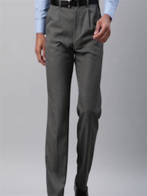 Buy Marks Spencer Men Grey Regular Fit Solid Formal Trousers