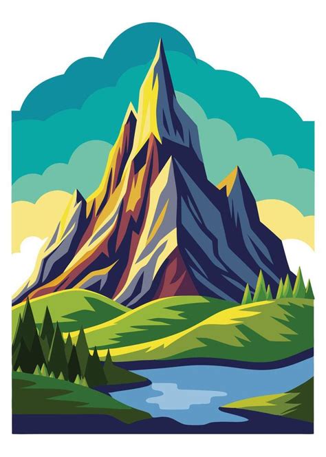 Adventures mountain drawing Abstract minimal flat art 48460798 Vector ...