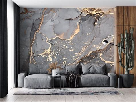 Black Marble Texture Wallpaper, Peel and Stick Modern Shiny Gold Art ...