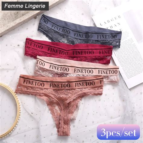 Femme Lingerie Pcs Set Lace Panties For Women Sexy G String Transparent Soft T Back Cotton