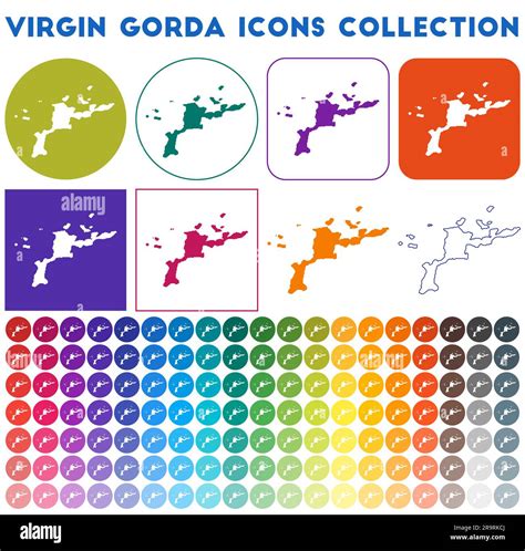 Virgin Gorda Icons Collection Bright Colourful Trendy Map Icons