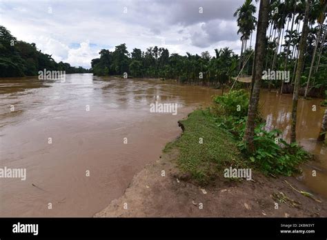 washed  road  flooding  madhab  village  nagaon