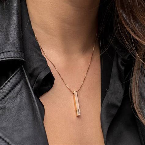 Pillar Bar Necklace Rose Gold Plated Oak And Luna