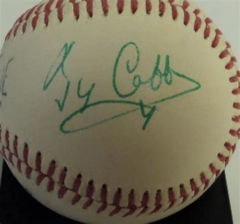 Coach S Corner Ty Cobb Single Signed Vintage Worth Baseball