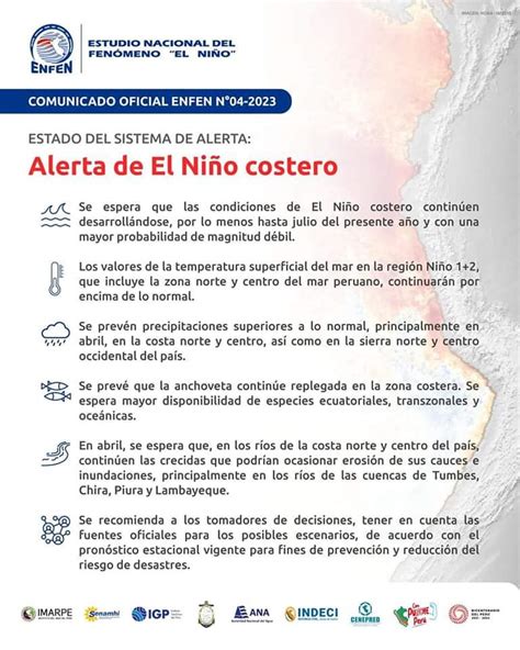 El Ni O Costero Enfen Mantendr Estado De Alerta Hasta Julio Walac