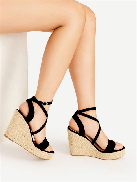 Alpargatas de cuña con correa cruzada Spanish SheIn Sheinside Strappy