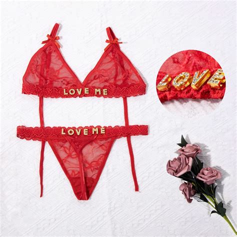 Custom Name Lingerie Set Name Thong Personalized Name Thong Name Bra Crystal Letter Lace