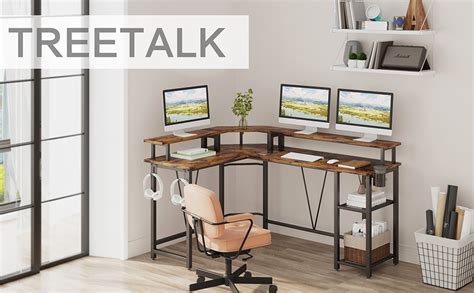 Treetalk Computer Desk L Shaped Gaming Desk With Extra Large Monitor