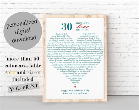 Personalized Th Birthday Gift Reasons Why We Love You Etsy