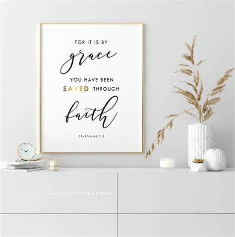 Ephesians 2:8 by Grace Through Faith Bible Verse Wall Art - Etsy