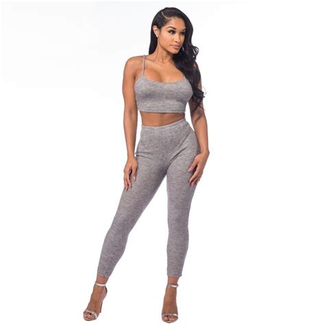 Mujeres Moda Traje Gris Corto Tops Se Oras Ropa Deportiva Establece