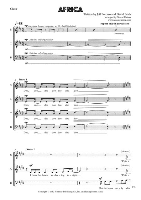 Africa Arr Simon Walters By Toto Sheet Music For Satb Choir At Sheet