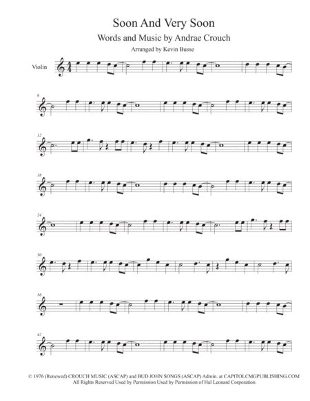 Soon And Very Soon Arr Kevin Busse By Andrae Crouch Sheet Music For Violin Solo At Sheet