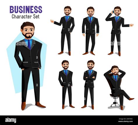 Businessman Character Vector Set Business Man Manager Characters In