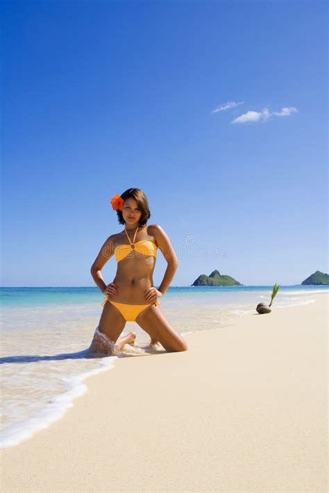 Polynesian Girl In Bikini In Hawaii Stock Photo Image Of Pacific Face 7825648
