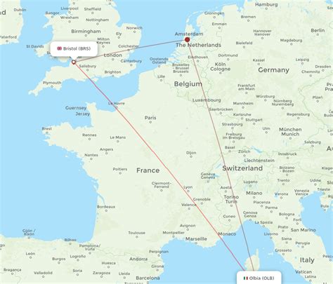 All Flight Routes From Olbia To Bristol OLB To BRS Flight Routes