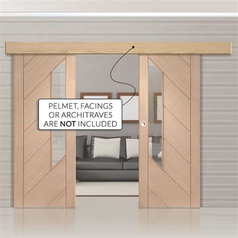 Bespoke Thruslide Surface Monza Oak Glazed Sliding Double Door And T