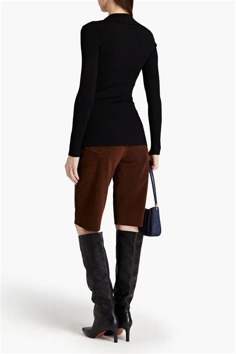 Saint Laurent Ribbed Knit Polo Sweater Sale Up To Off The Outnet