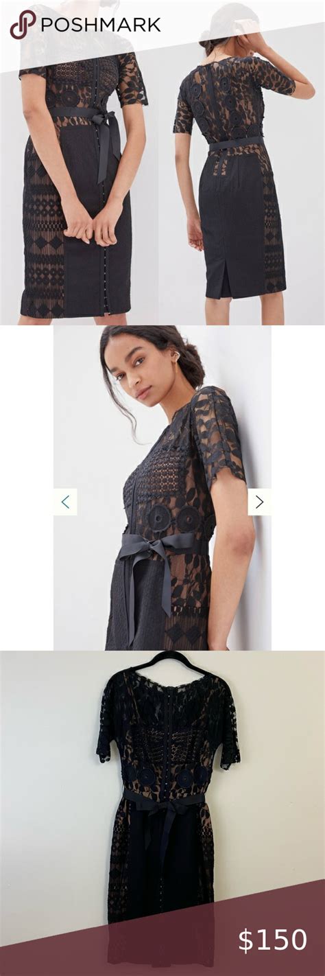 Bryon Lars Carisimma Anthropologie Sheath Dress Black Lace Beguile Lace