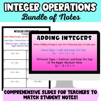 Integer Operations Guided Notes For Middle School Math By Hinzspire You