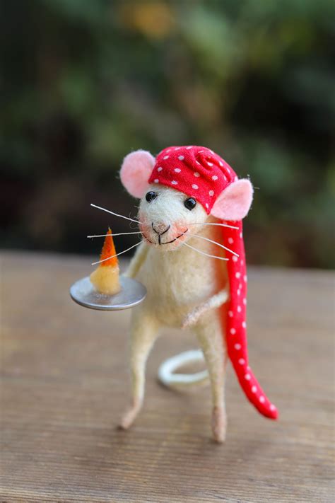 Felt Mouse Figure Miniature Needle Felt Cute Animal Bedroom Mouse Decor