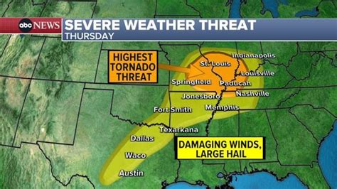 Tornado Threat On The Move Latest Severe Weather Forecast Abc News