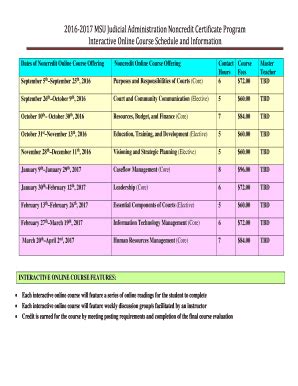 Fillable Online Cj Msu Msu Judicial Administration Noncredit