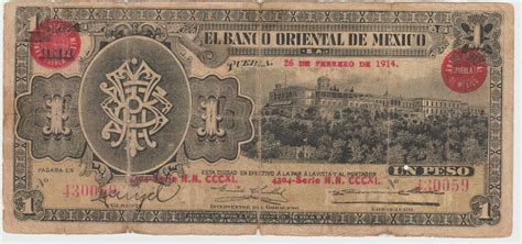 Peso El Banco Oriental De Mexico Tat De Puebla Numista