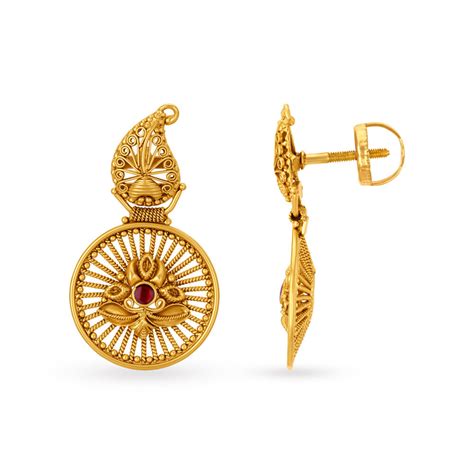 Buy Majestic Traditional Gold Drop Earrings At Best Price Tanishq Uae