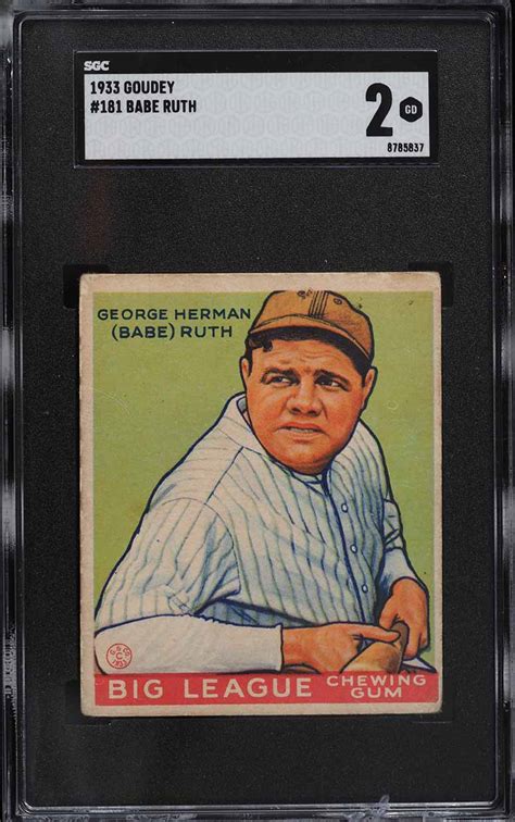 Goudey Babe Ruth Sgc Gd Weekly Sunday Auction Pwcc