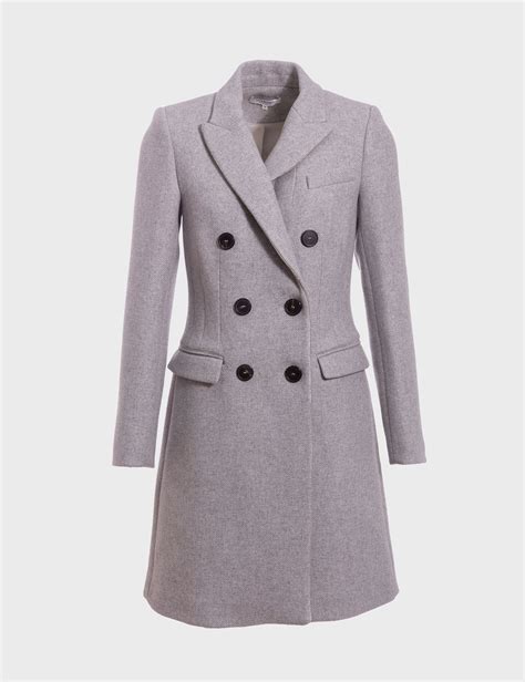 Manteau droit boutonné gris clair femme Morgan