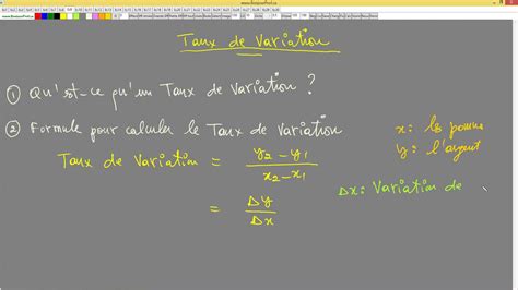 2 Formule De Calcul Du Taux De Variation Partie 2 Youtube