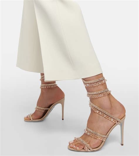 Chandelier Embellished Satin Sandals In Gold Rene Caovilla Mytheresa