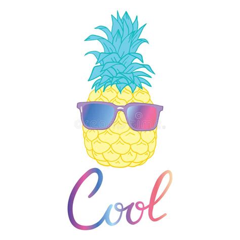 Cartoon Pineapple In Glasses Fresh Cute Exotic Fruit Wear In Sunglasses Stock Vector