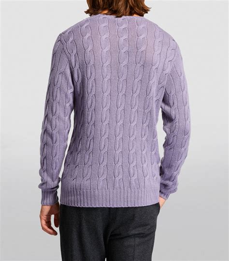 Mens Ralph Lauren Purple Label Purple Cashmere Cable Knit Sweater